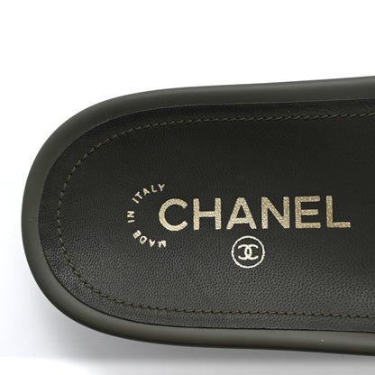 Chanel Canvas Chain Flat Sandals 40 Khaki 7 of 14