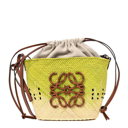 Loewe Calfskin Raffia Anagram Basket Tote Bag Kiwi 1 of 9