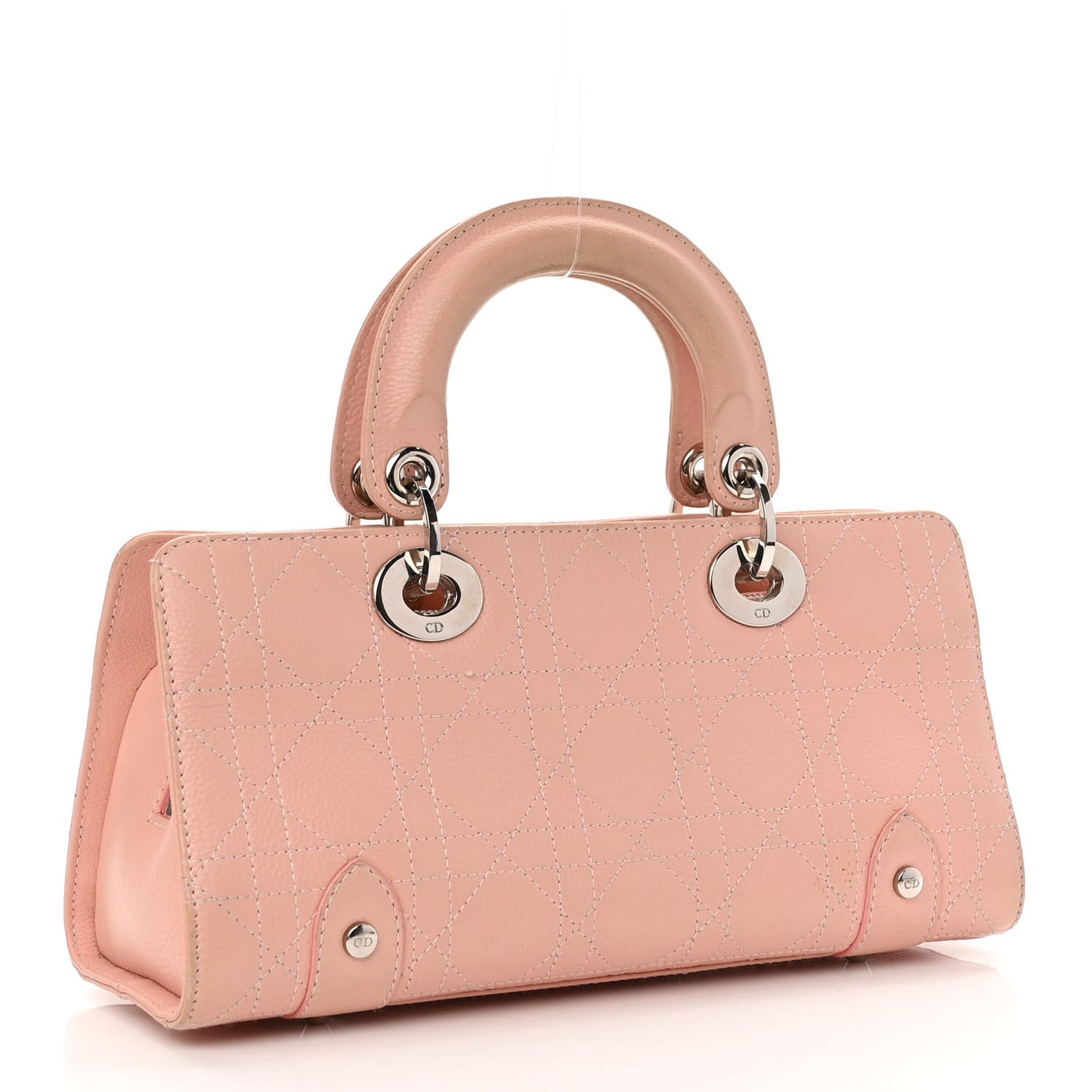 Calfskin Cannage Stitched Small East West Lady Dior Rose Clair
