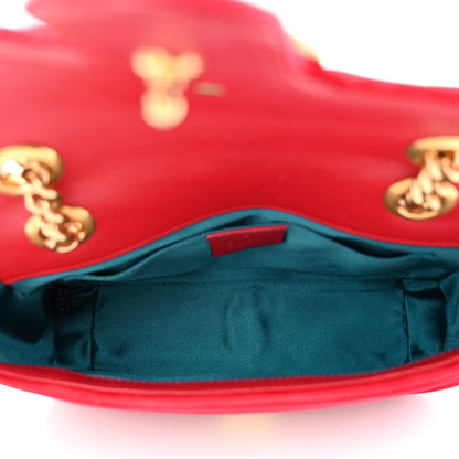 Gucci Velvet Matelasse Mini GG Marmont Shoulder Bag Hibiscus Red 5 of 10