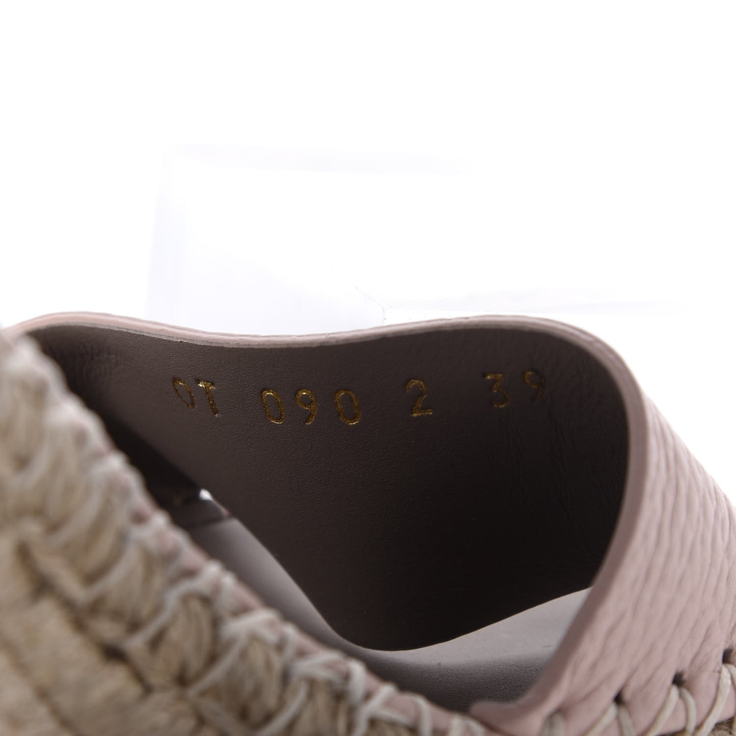 Grained Calfskin Rockstud Ankle Strap Espadrille 15/105mm Wedge Sandals 39 Rose Quartz Natural