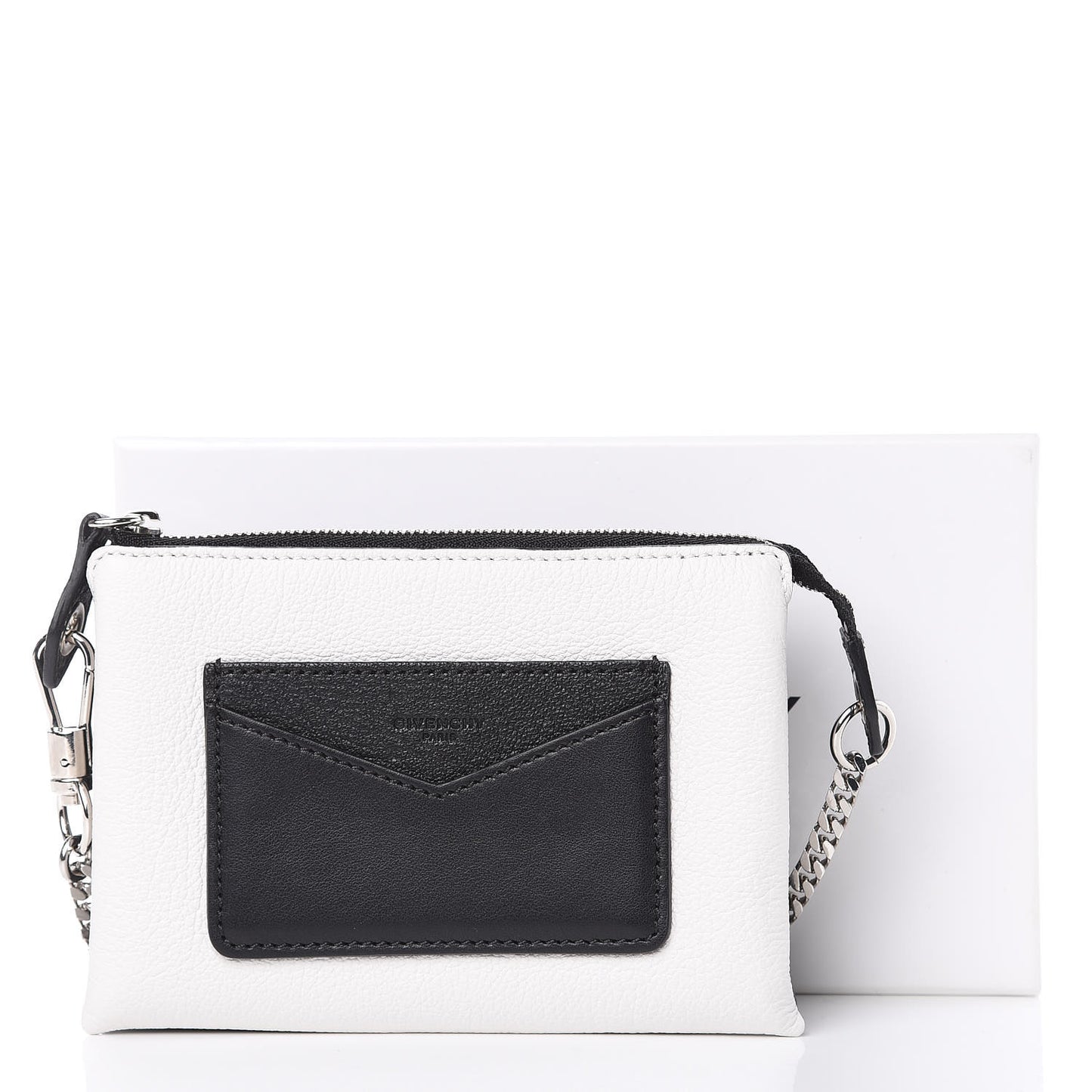 Calfskin Duetto Pouch Black White