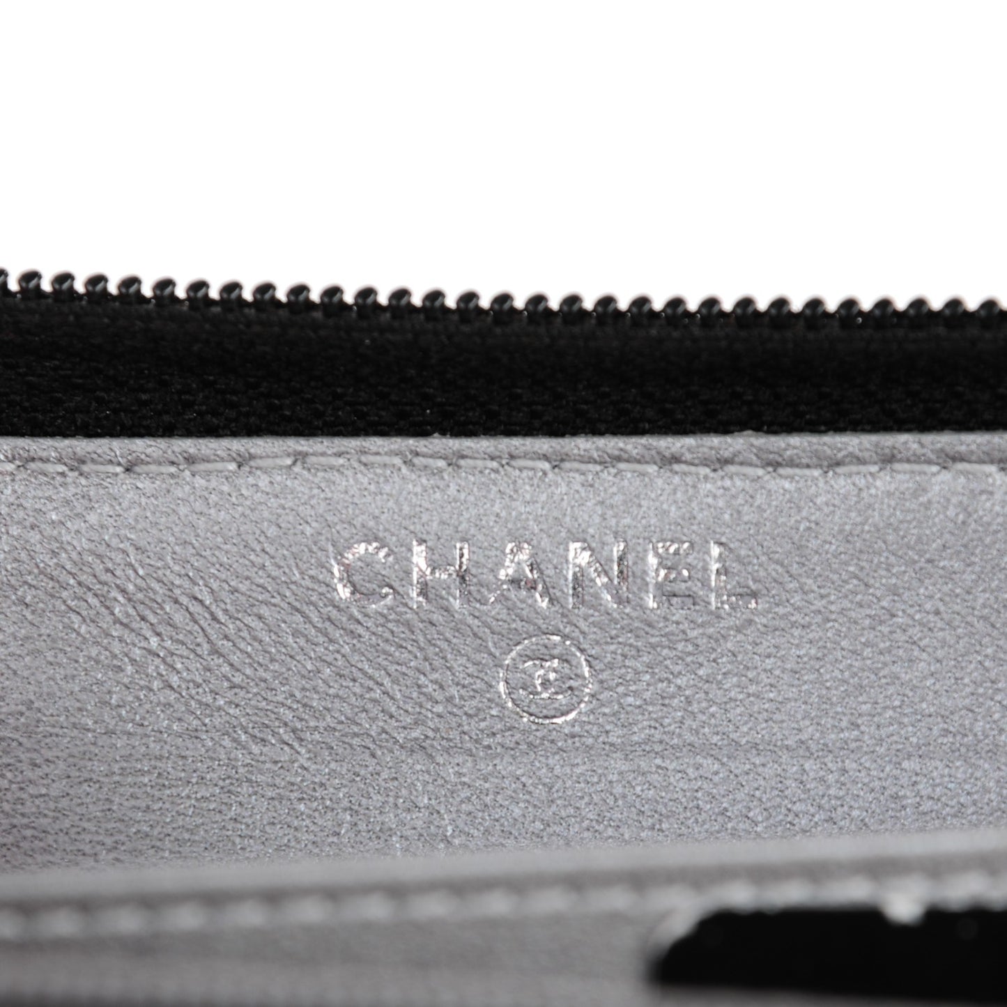 Lambskin Camellia Embossed Large Zip Around Gusset Wallet Black