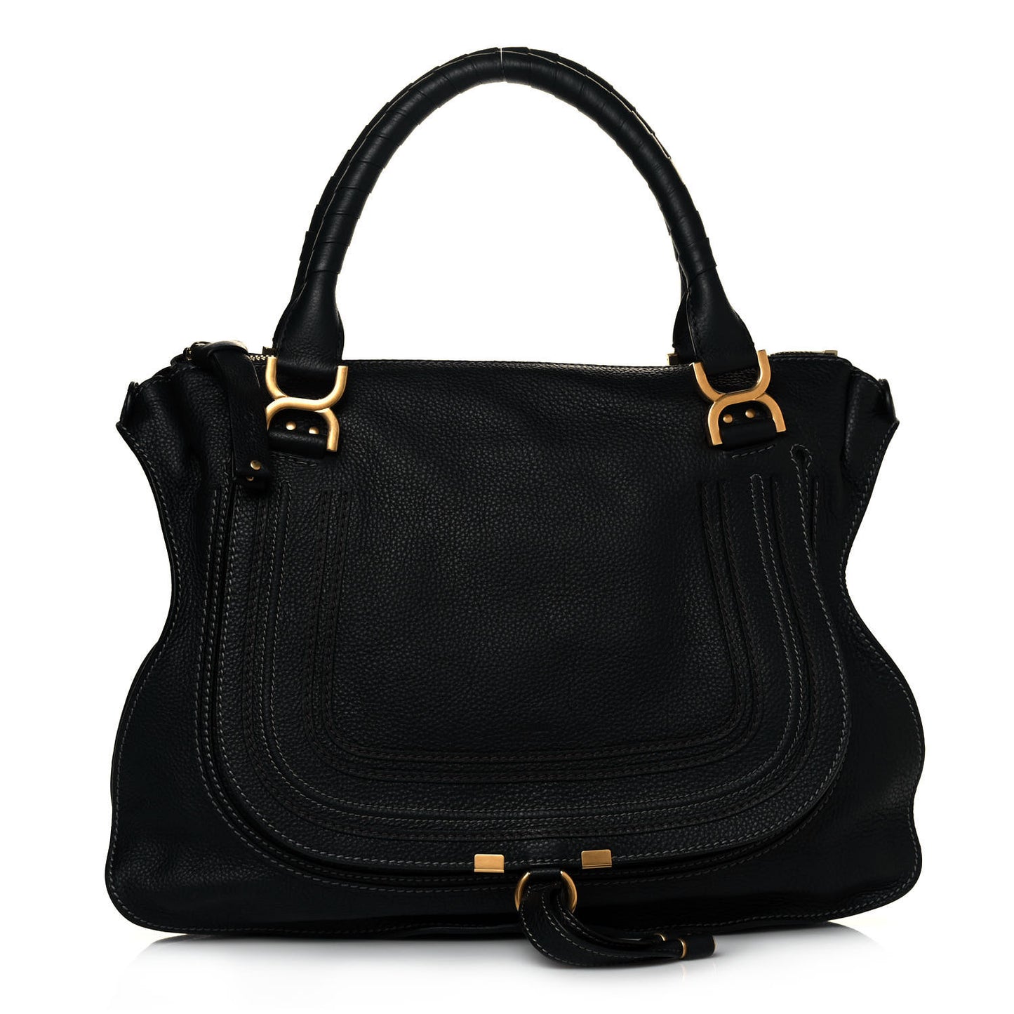Calfskin Large Marcie Satchel Black