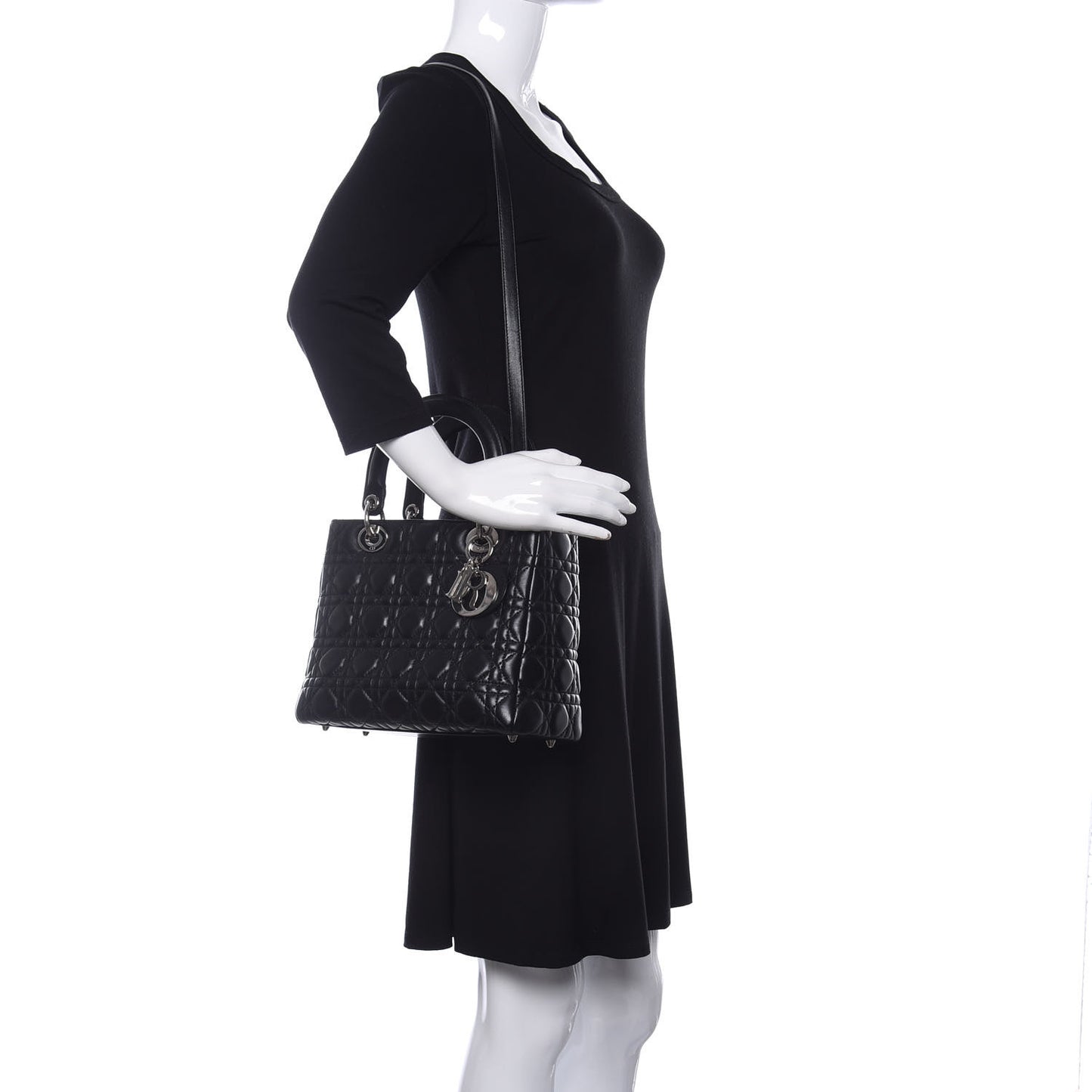 Lambskin Cannage Medium Lady Dior Black