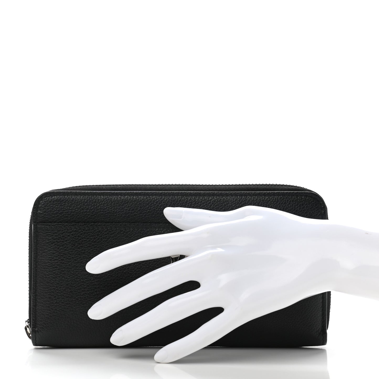 Calfskin Zippy Lockme Wallet Black