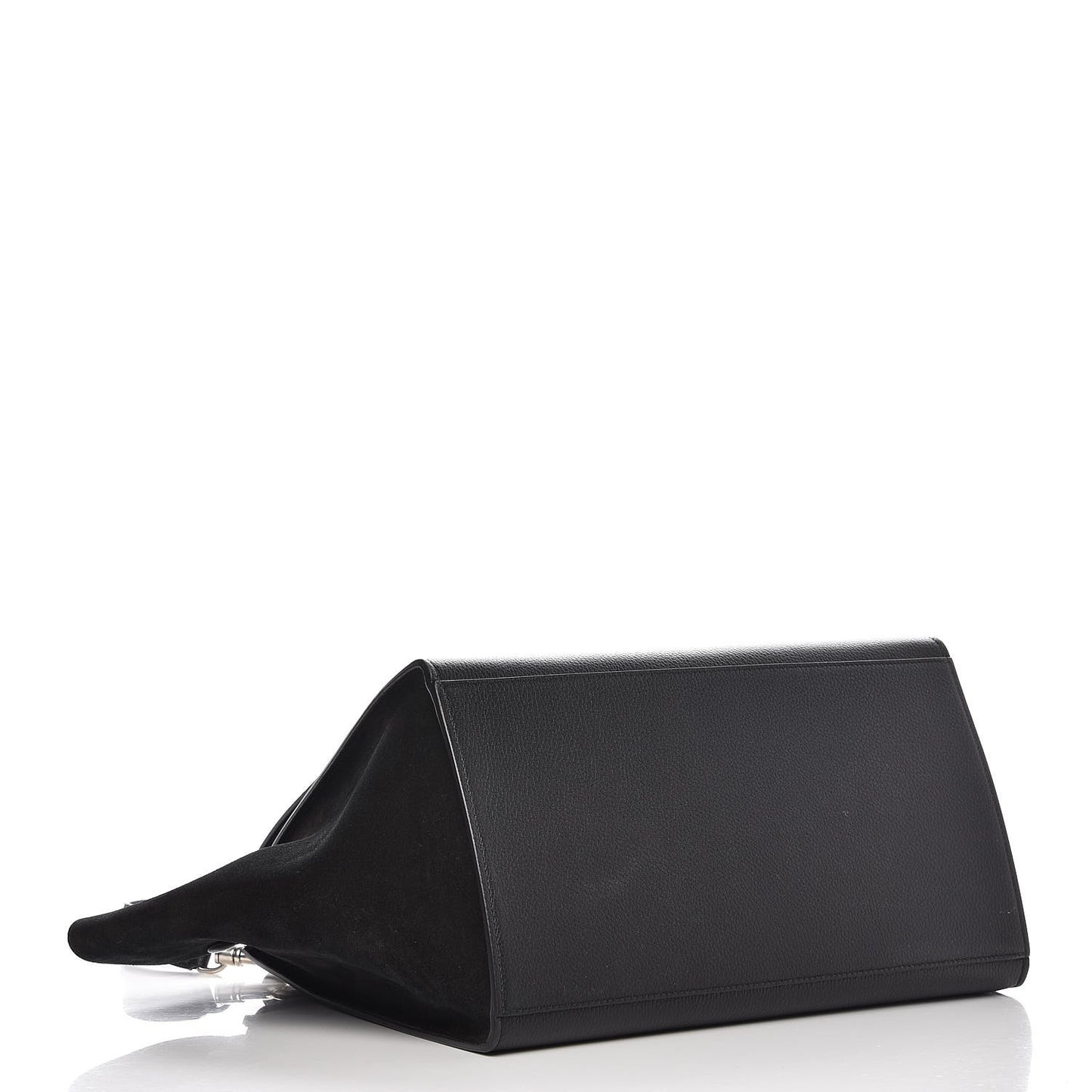 Drummed Calfskin Suede Medium Trapeze Black