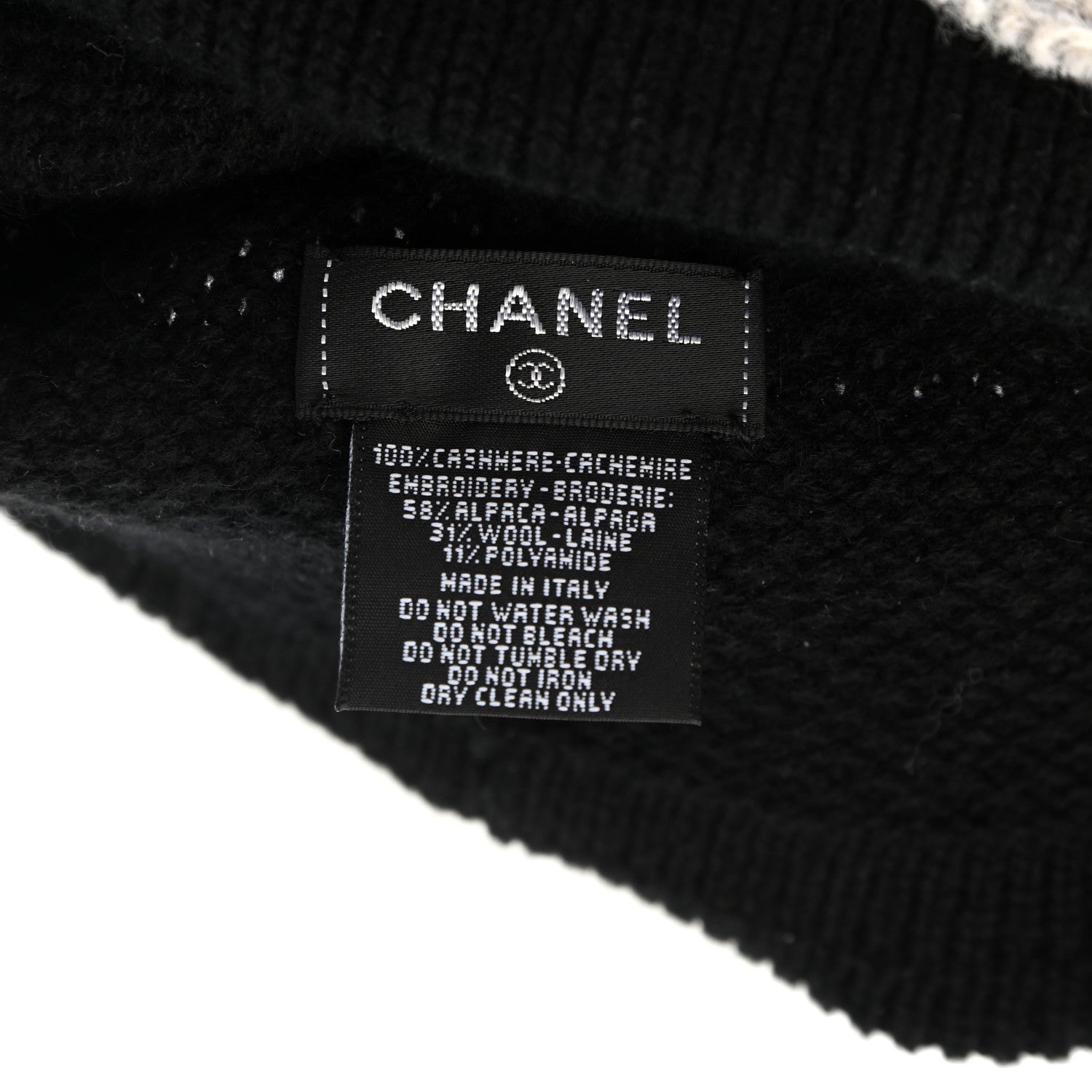 Chanel Cashmere CC Logo Beanie Hat Black 4 of 4