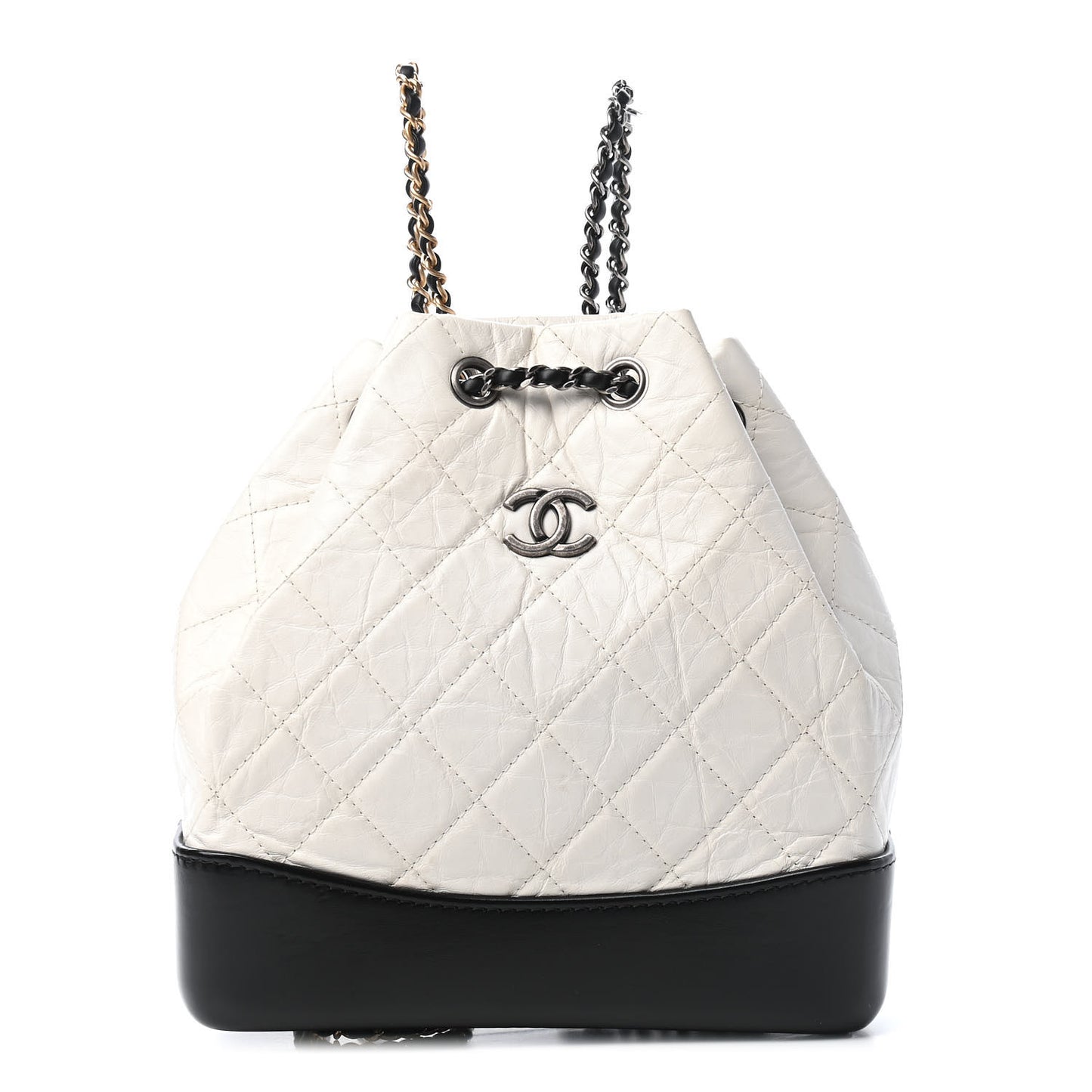 Aged Calfskin Quilted Small Gabrielle Backpack Black White