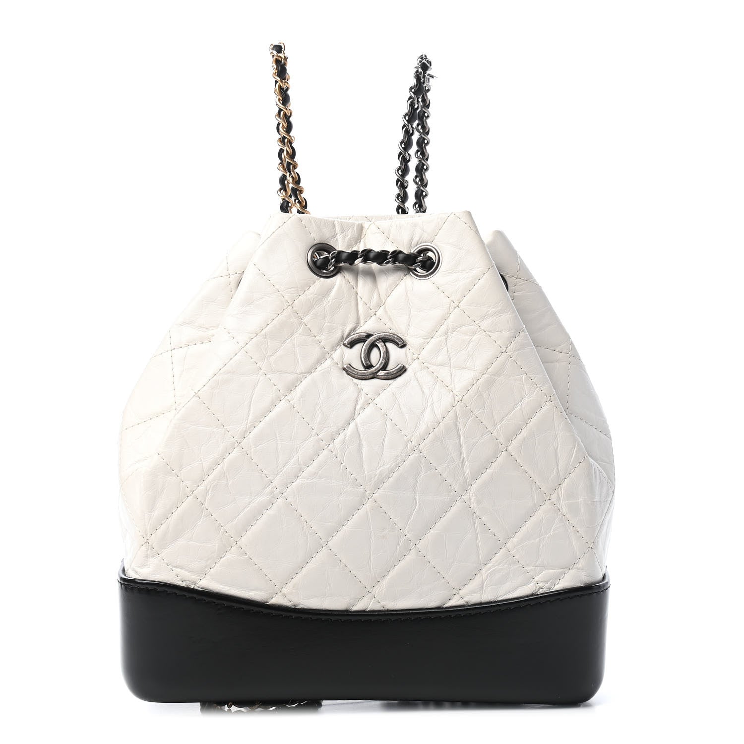 Chanel Aged Calfskin Quilted Small Gabrielle Backpack Black White 1 of 9