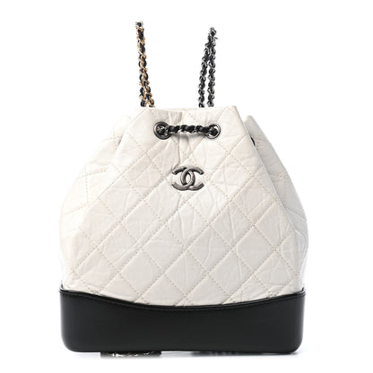 Chanel Aged Calfskin Quilted Small Gabrielle Backpack Black White 1 of 9