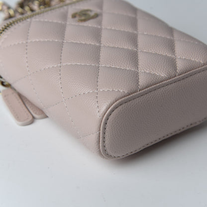 Chanel Caviar Quilted Small Vertical Coco Beauty Vanity Case With Chain Light Pink 6 of 10