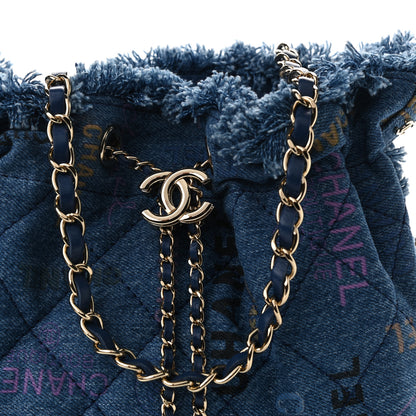 Chanel Denim Quilted Mood Bucket With Chain Blue Multicolor 8 of 11