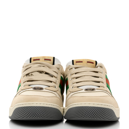 Gucci Nylon Nubuck Web Womens Screener Sneakers 38 Mystic White Dusty Milk 2 of 8