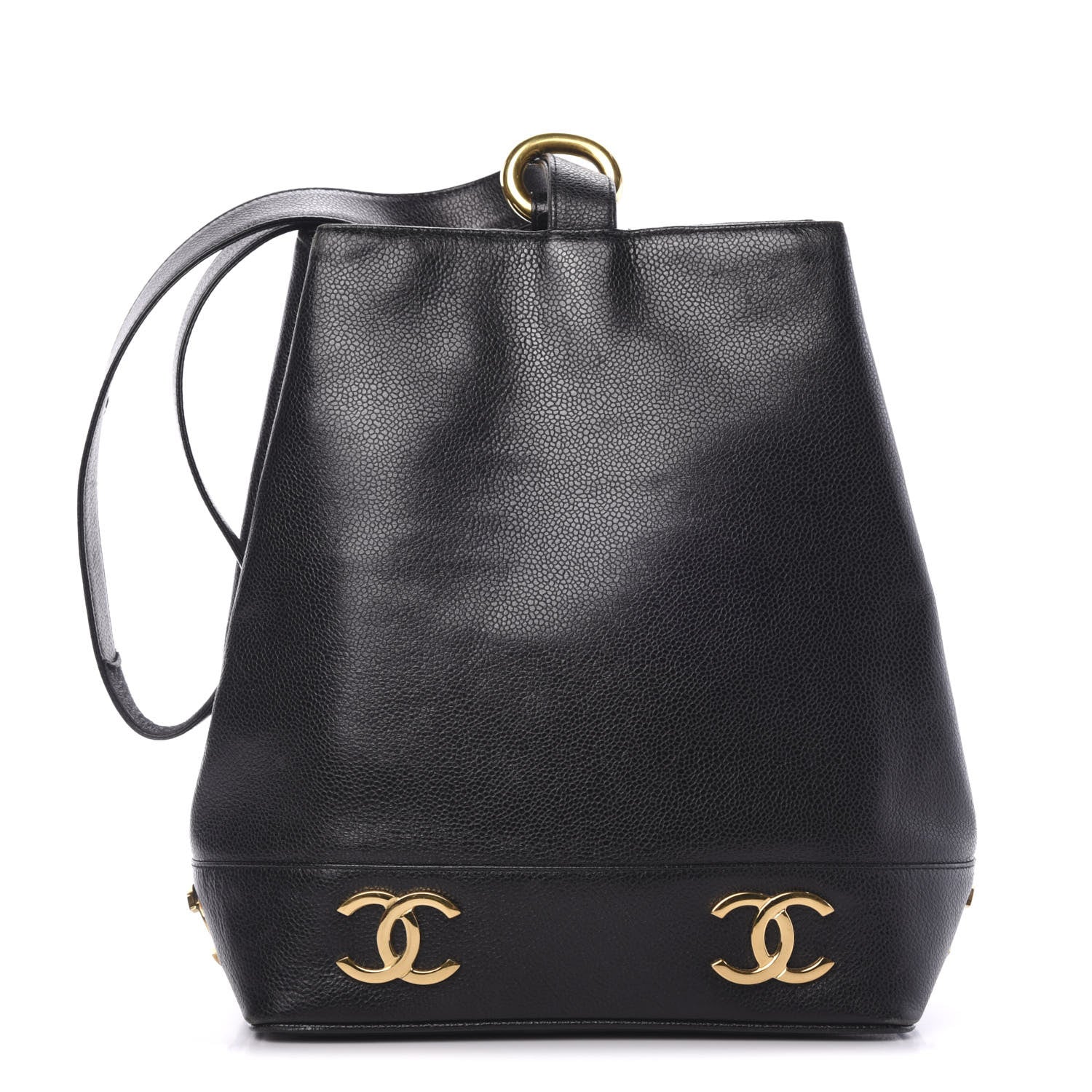 Chanel Caviar CC Drawstring Shoulder Bag Black 1 of 16
