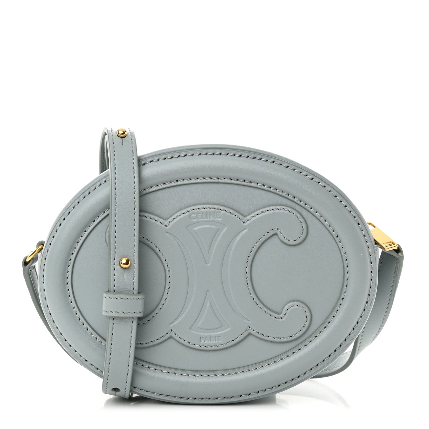Smooth Calfskin Cuir Small Triomphe Oval Crossbody Purse Ice Blue