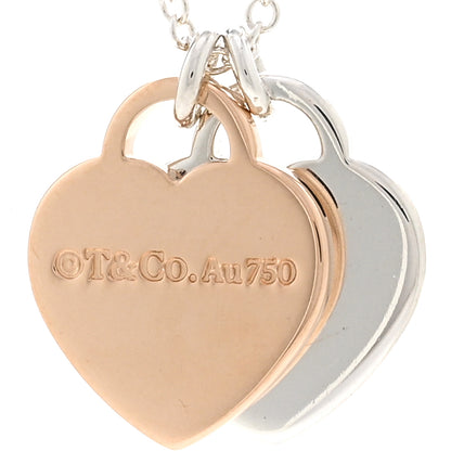 Tiffany Sterling Silver 18K Rose Gold Mini Return to Tiffany Double Heart Tag Pendant Necklace 4 of 4