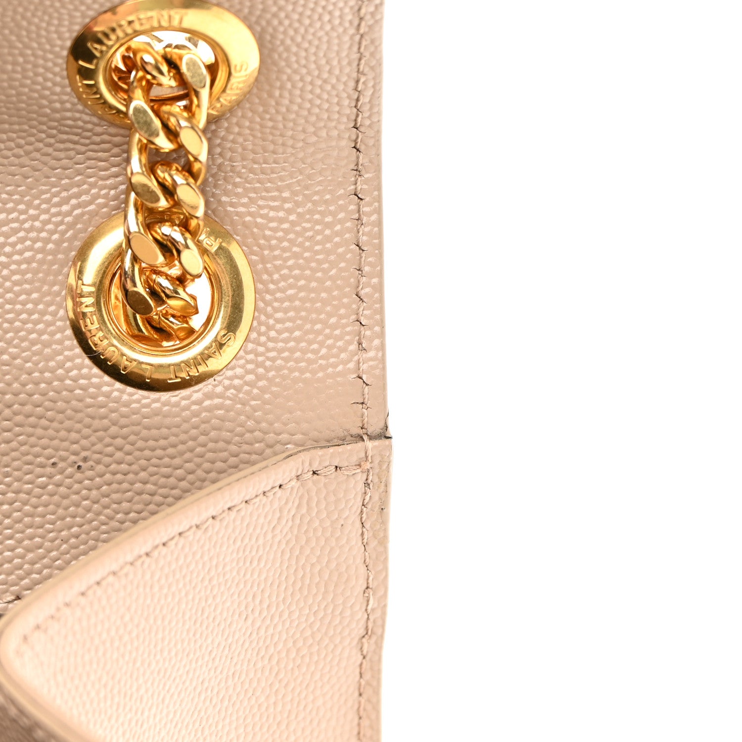 Saint Laurent Grain De Poudre Mixed Matelasse Large Triquilt Monogram Satchel Dark Beige 17 of 25