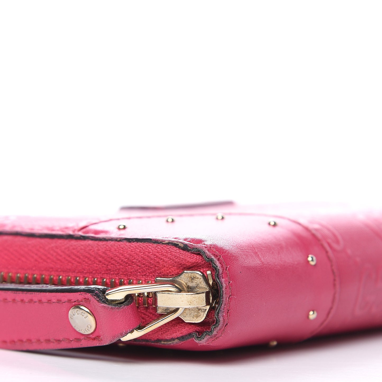 HIlary Lux GG Monogram Embossed Studded Zip Around Wallet Blossom
