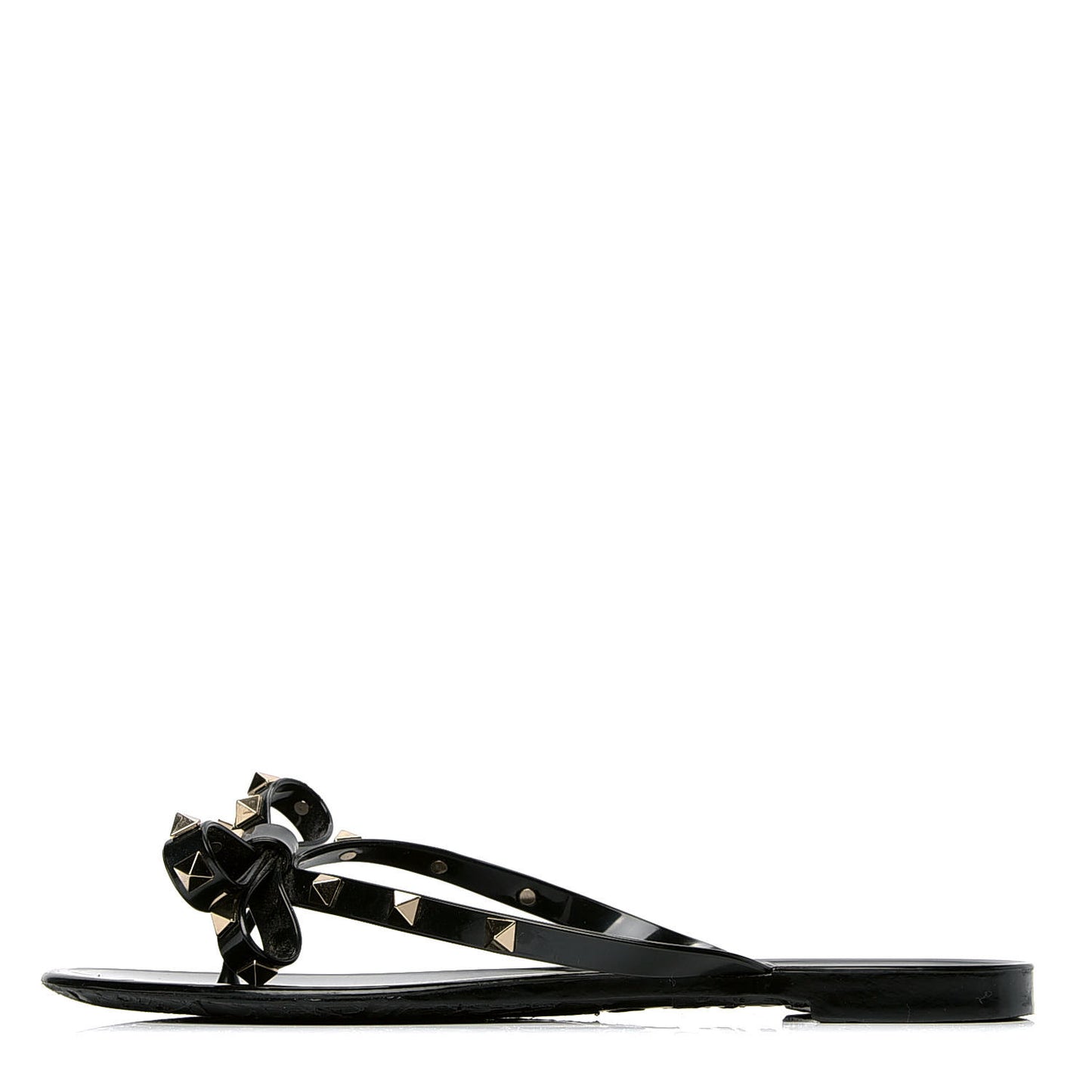 PVC Jelly Rockstud Bow Thong Sandals 40 Black