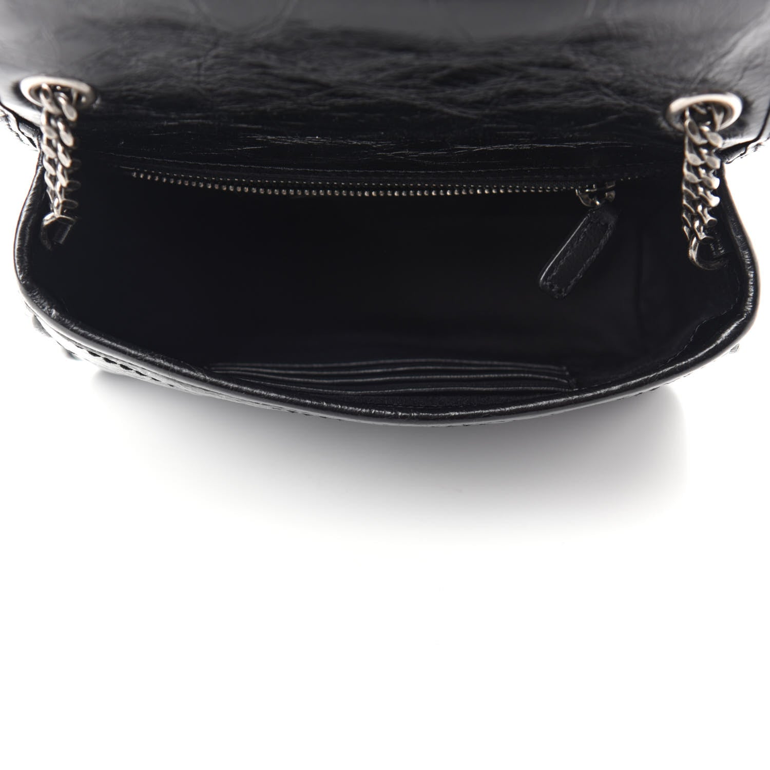 Saint Laurent Crinkled Calfskin Matelasse Monogram Niki Chain Wallet Black 5 of 10