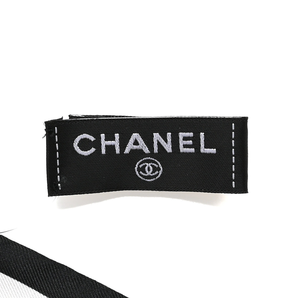 Silk CC Slim Camellia Bandeau Scarf Ecru Black