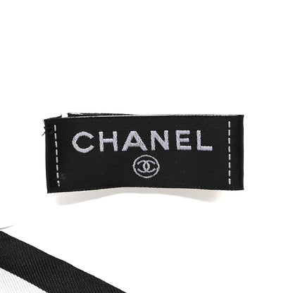 Chanel Silk CC Slim Camellia Bandeau Scarf Ecru Black 3 of 4