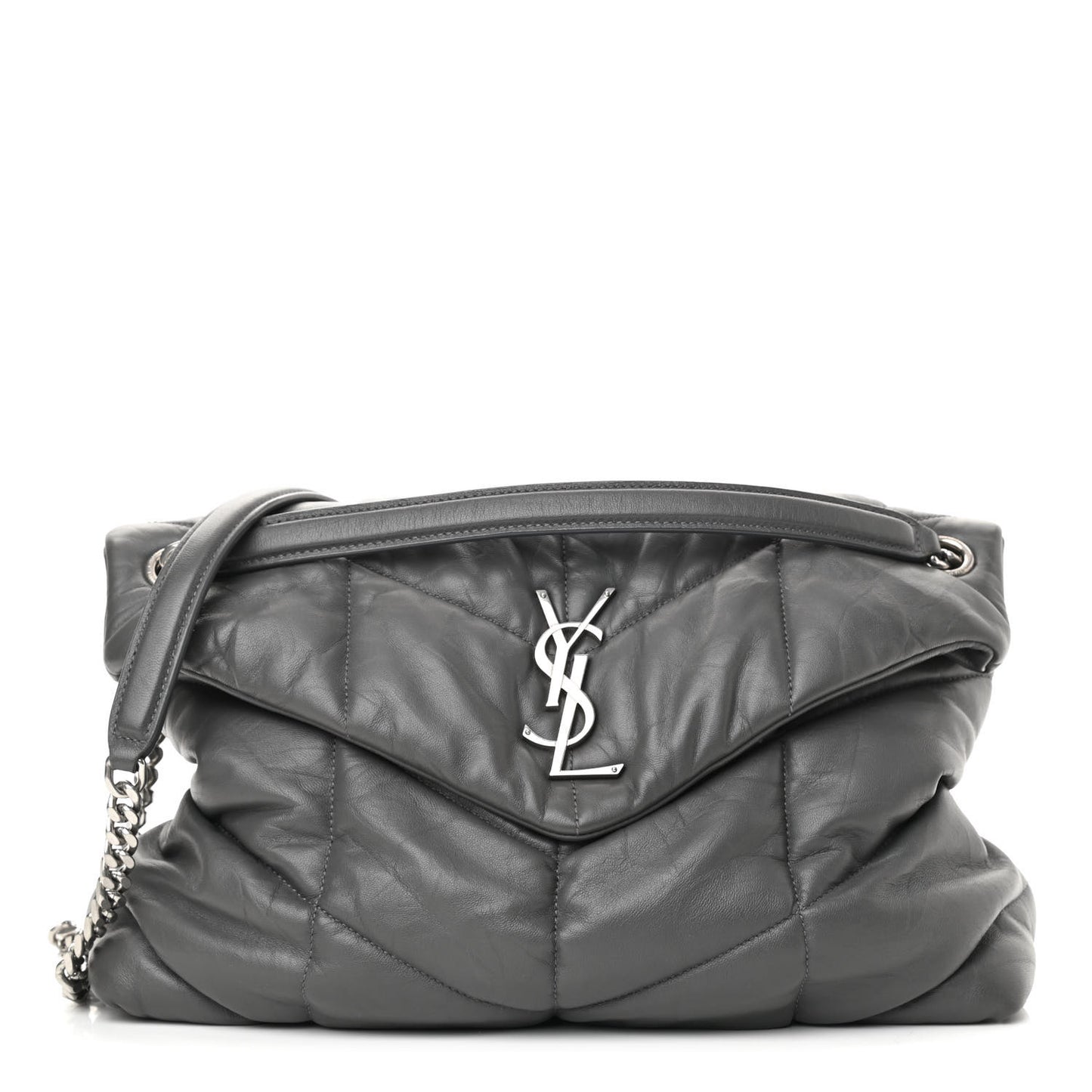 Calfskin Quilted Medium Loulou Puffer Monogram Chain Satchel Storm