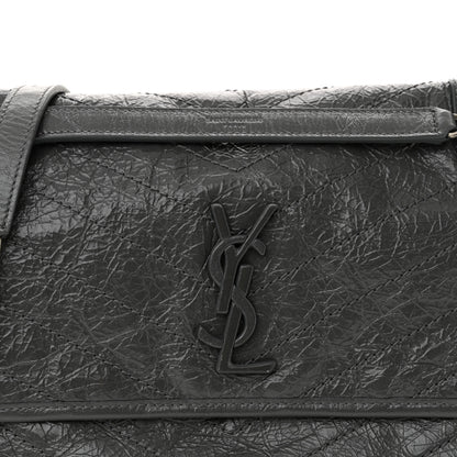 Saint Laurent Crinkled Calfskin Matelasse Monogram Medium Niki Chain Satchel Storm 8 of 11