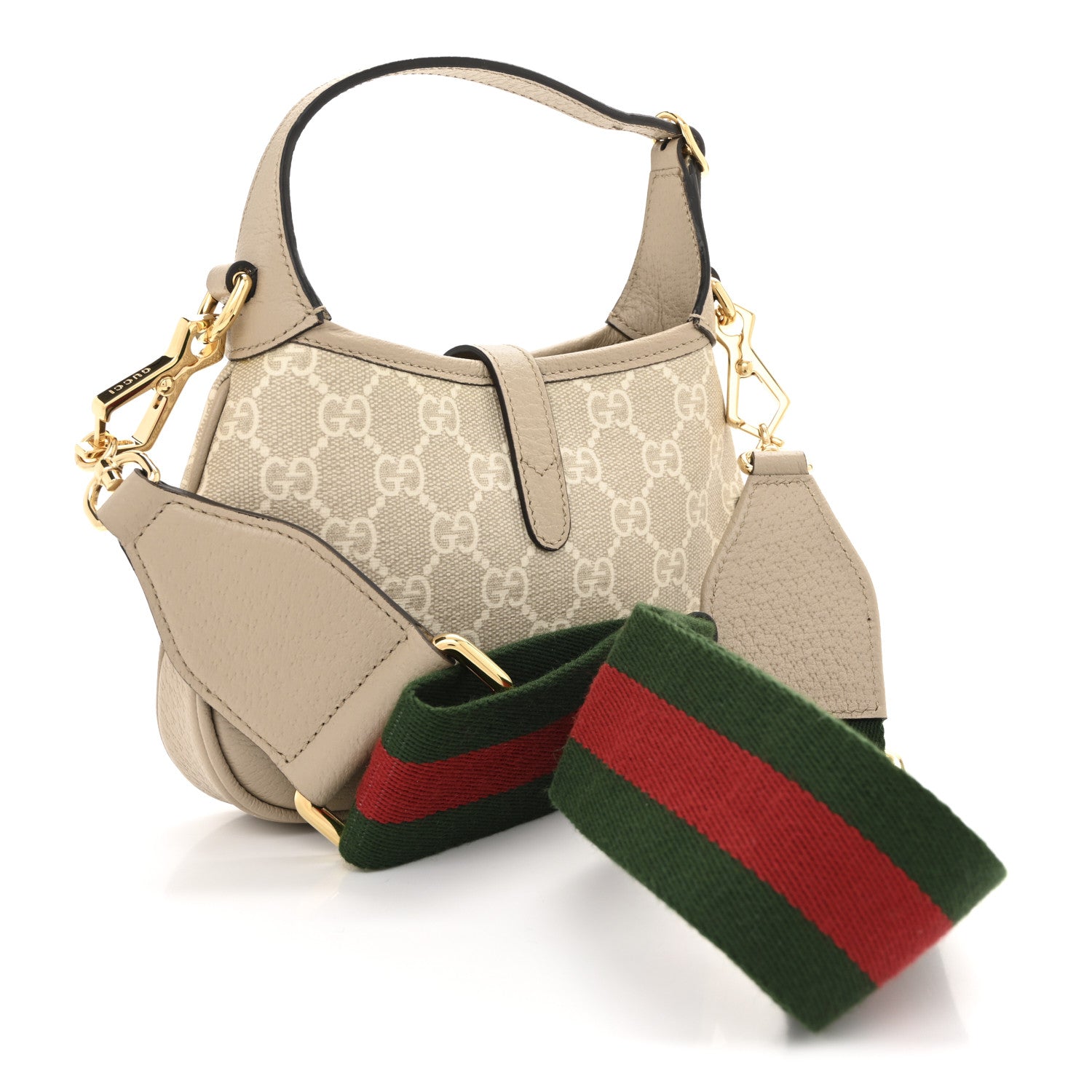 Gucci GG Supreme Monogram Textured Dollar Calfskin Mini Jackie 1961 Hobo Beige Mystic White Oatmeal 3 of 10