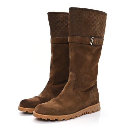 Gucci Suede Microguccissima Knee Boots 37.5 Brown 3 of 11