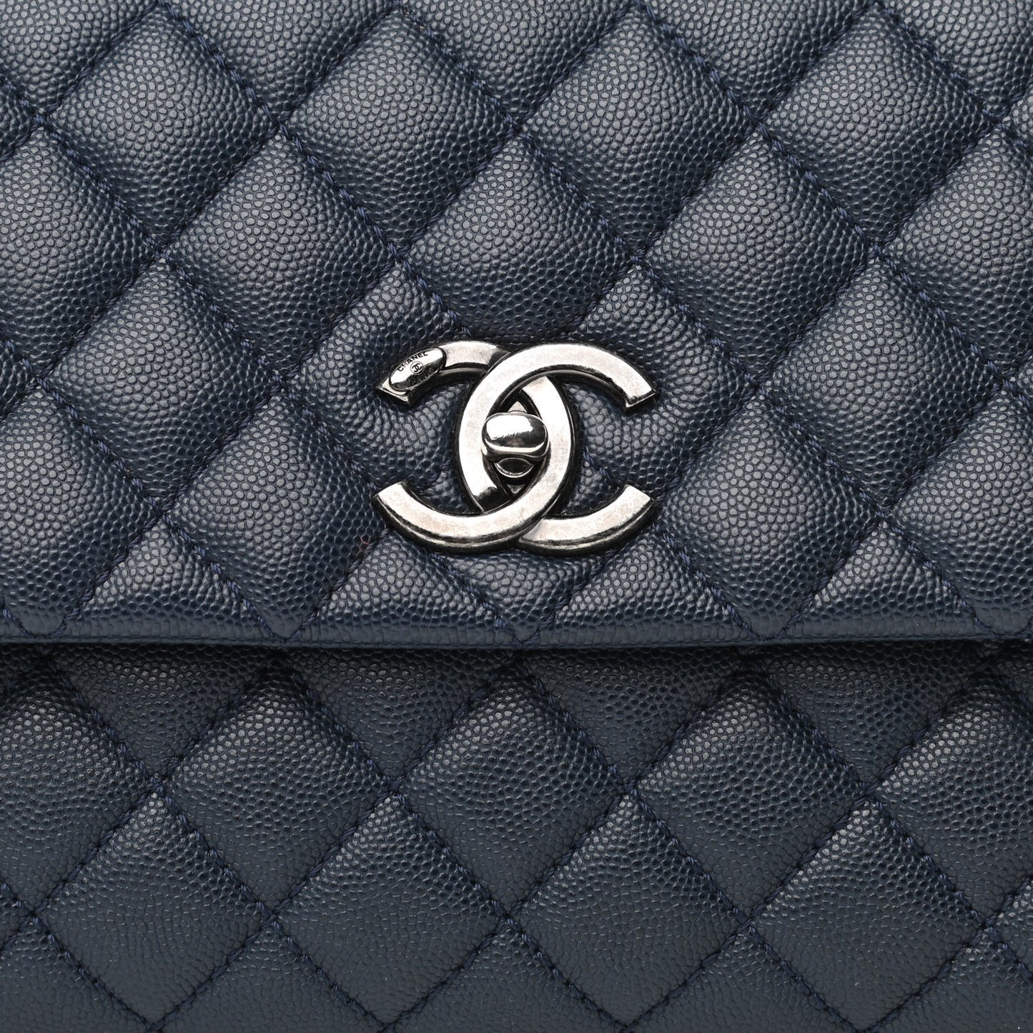 Caviar Quilted Small Coco Handle Flap Navy