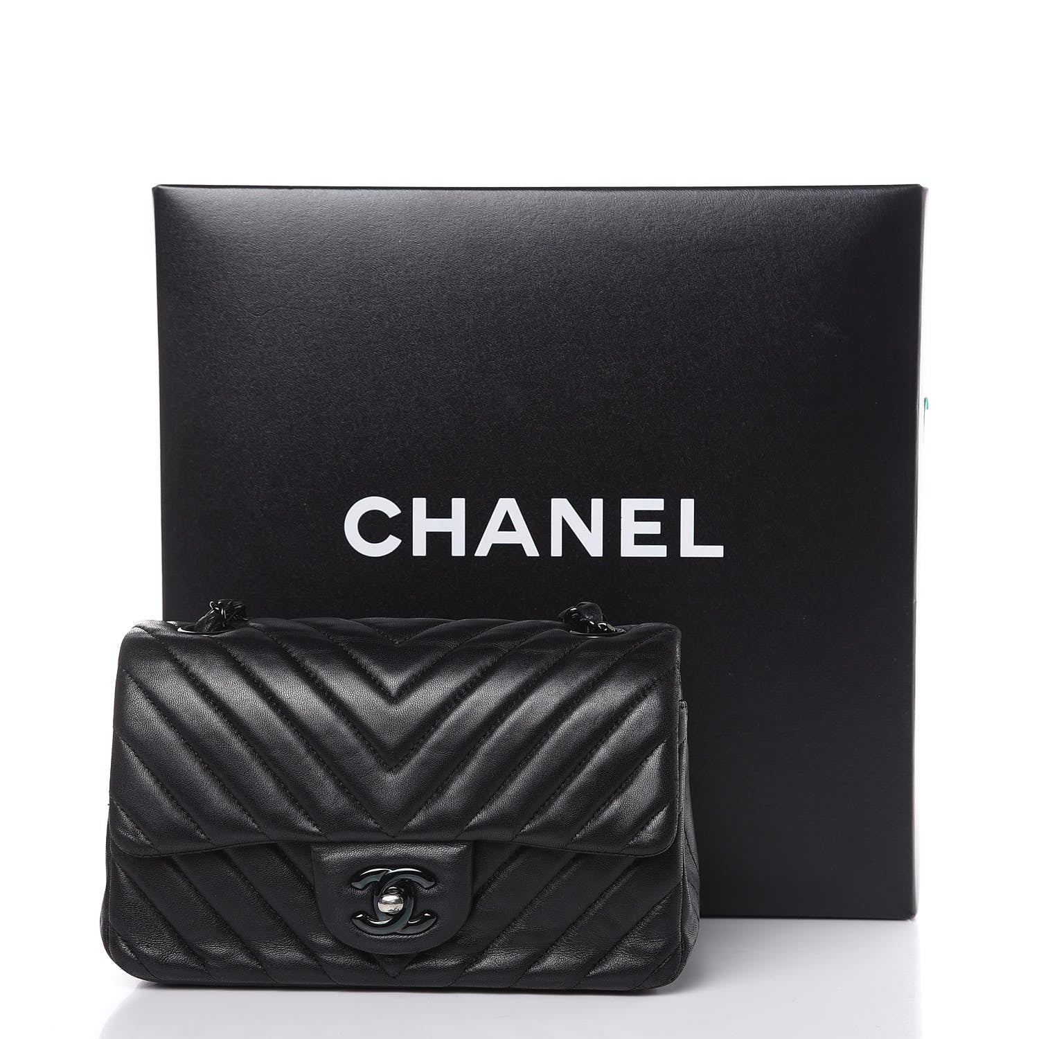 Chanel Lambskin Chevron Quilted Mini Rectangular Flap So Black 22 of 22