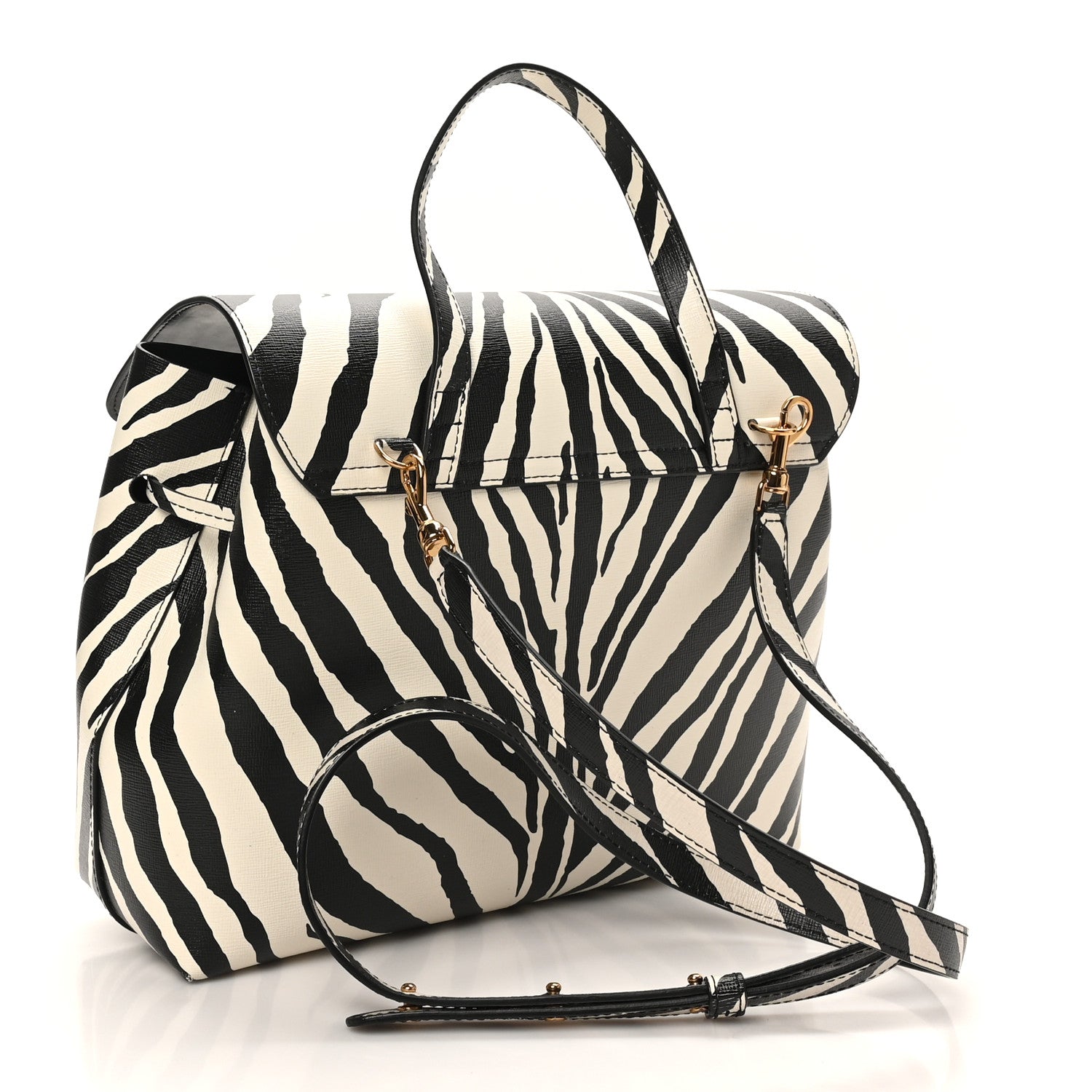 Mansur Gavriel Saffiano Zebra Print Mini Lady Bag Black White 3 of 9