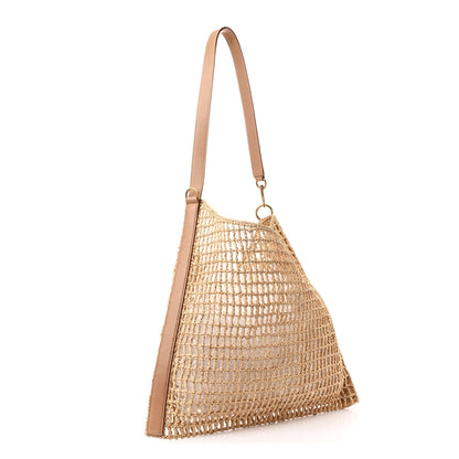 Saint Laurent Raffia Calfskin Oxalis Shoulder Bag Naturale 3 of 10