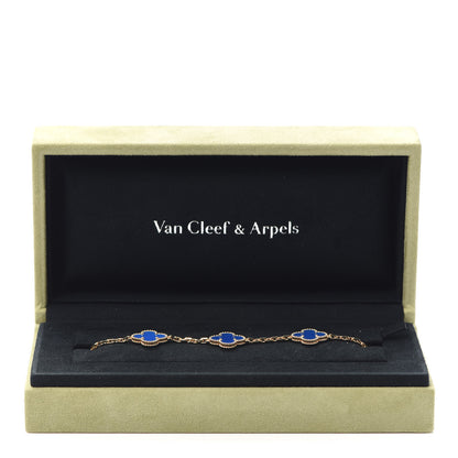 Van Cleef & Arpels 18K Yellow Gold Blue Agate 5 Motifs Vintage Alhambra Bracelet 7 of 7