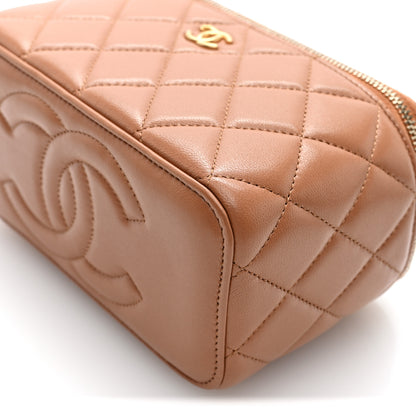 Chanel Lambskin Quilted Pearl Crush Small Vanity Case With Chain Beige 11 of 11