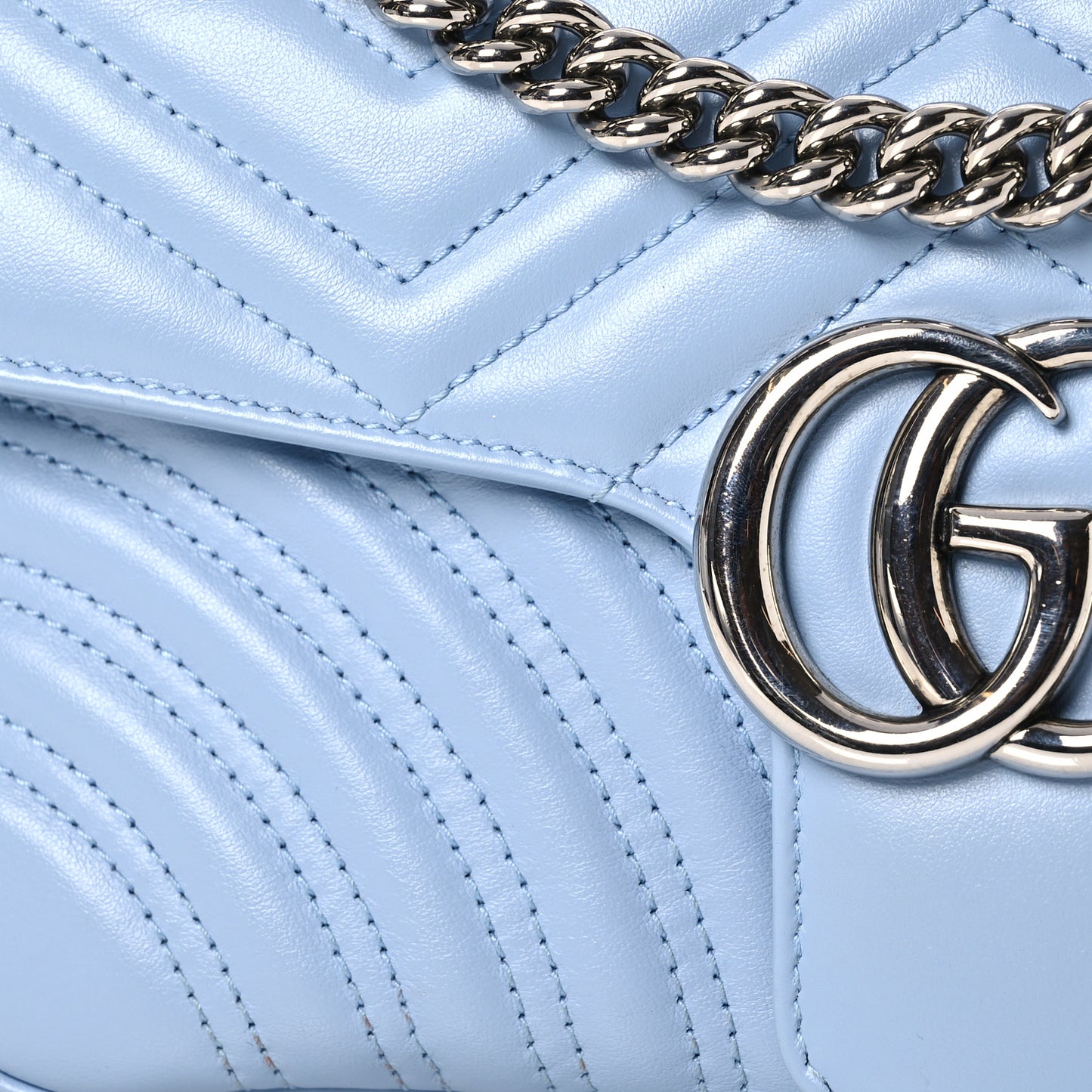 Calfskin Matelasse Small GG Marmont Shoulder Bag Porcelain Light Blue