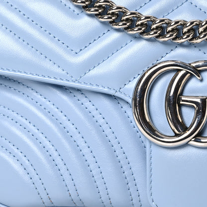 Gucci Calfskin Matelasse Small GG Marmont Shoulder Bag Porcelain Light Blue 9 of 14