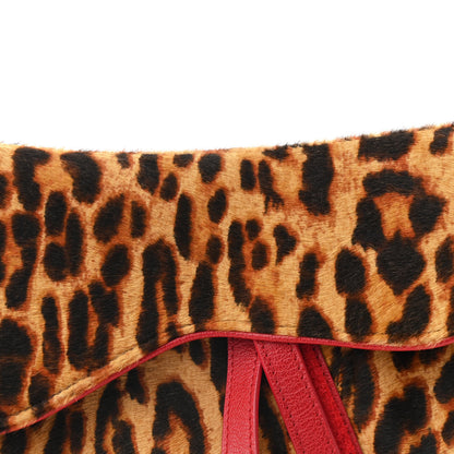 Christian Dior Pony Hair Leopard Saddle Bag Red 8 of 10