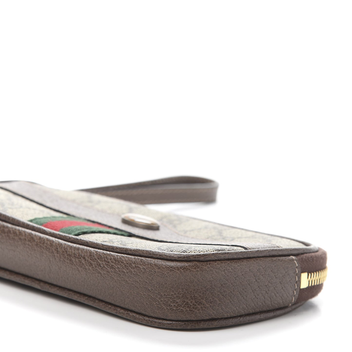 GG Supreme Monogram Ophidia Phone Case Wristlet Brown