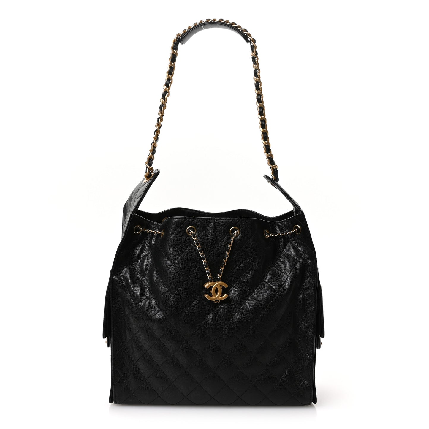 Caviar Quilted Medium Chanel 25 Handbag Black