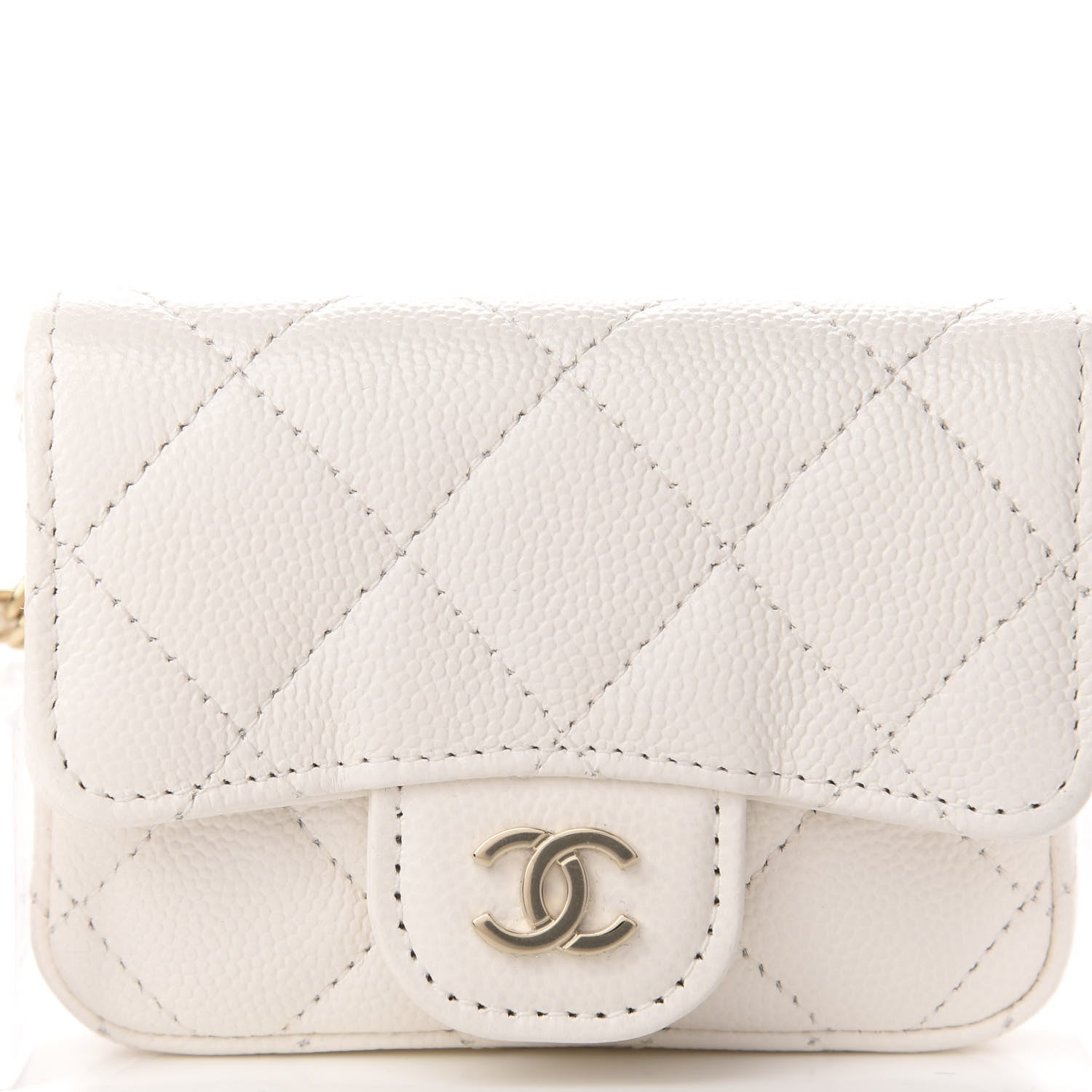 Chanel Caviar Quilted Flap Chain Waist Bag White 11 of 12