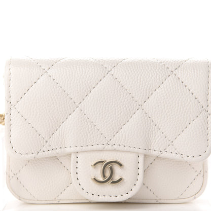 Chanel Caviar Quilted Flap Chain Waist Bag White 11 of 12