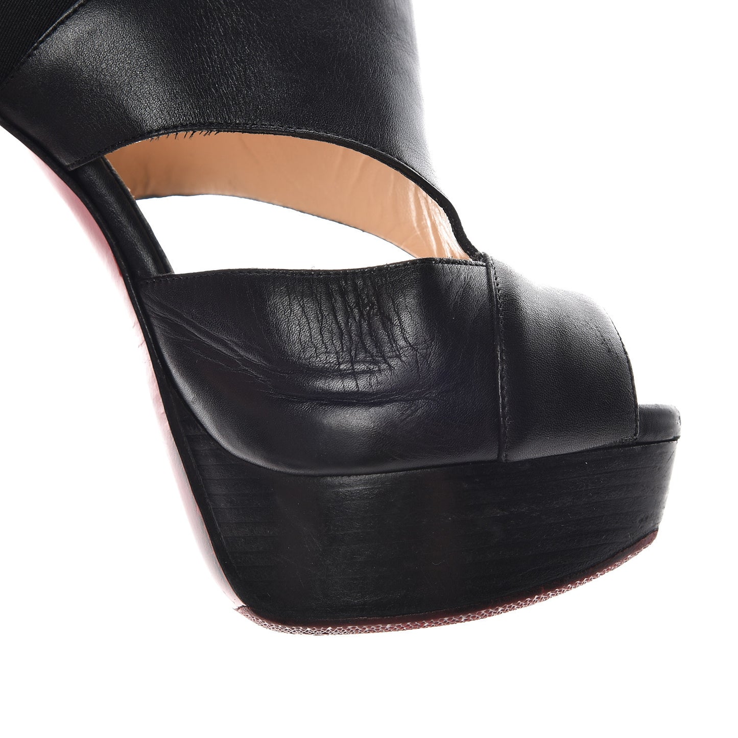 Calfskin Pitou 150 Peep Toe Platform Booties 37 Black