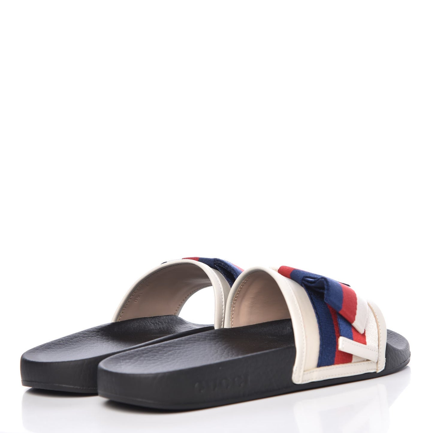 Satin Web Sylvie Bow Slide Sandals 37 White