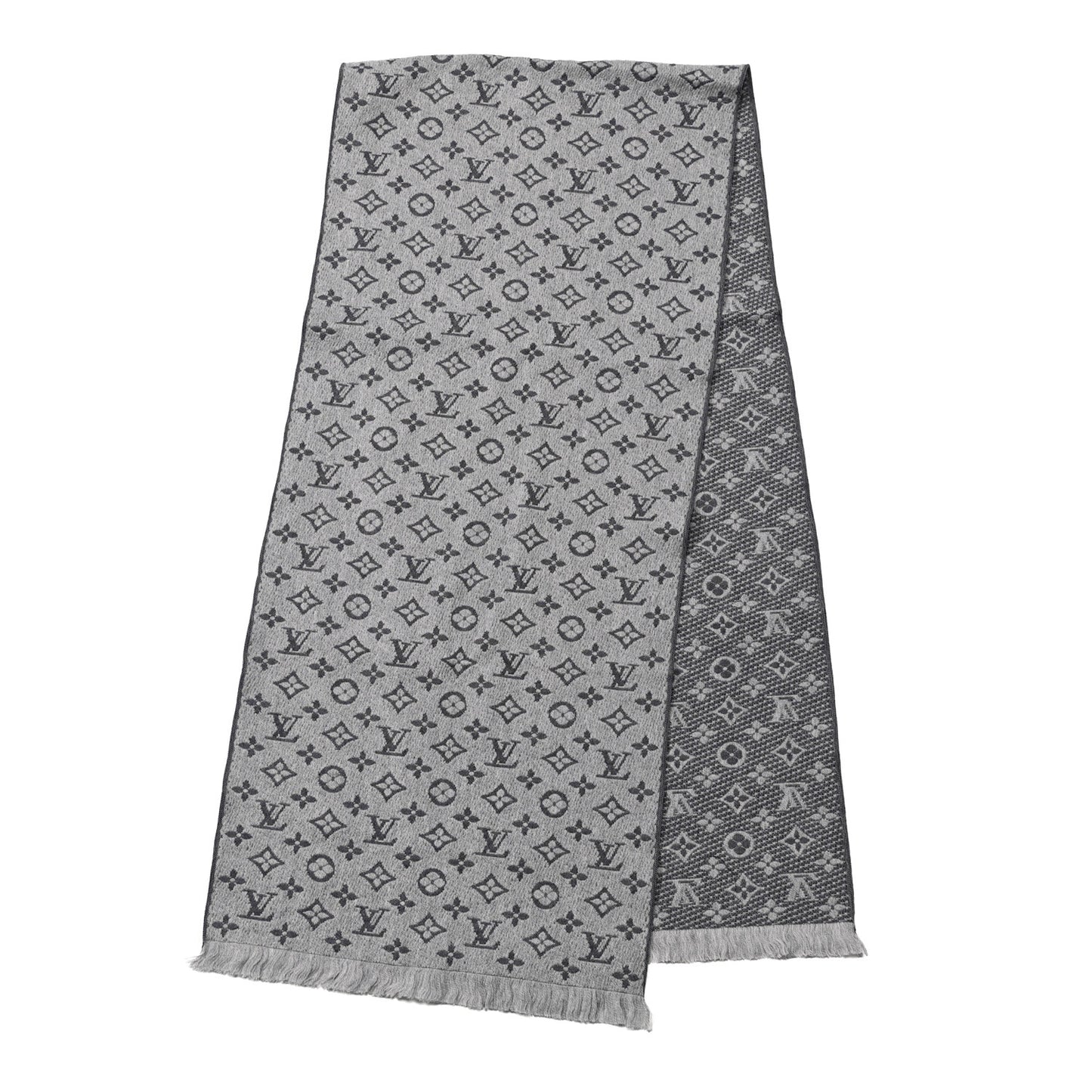Wool Monogram Classic Scarf Grey
