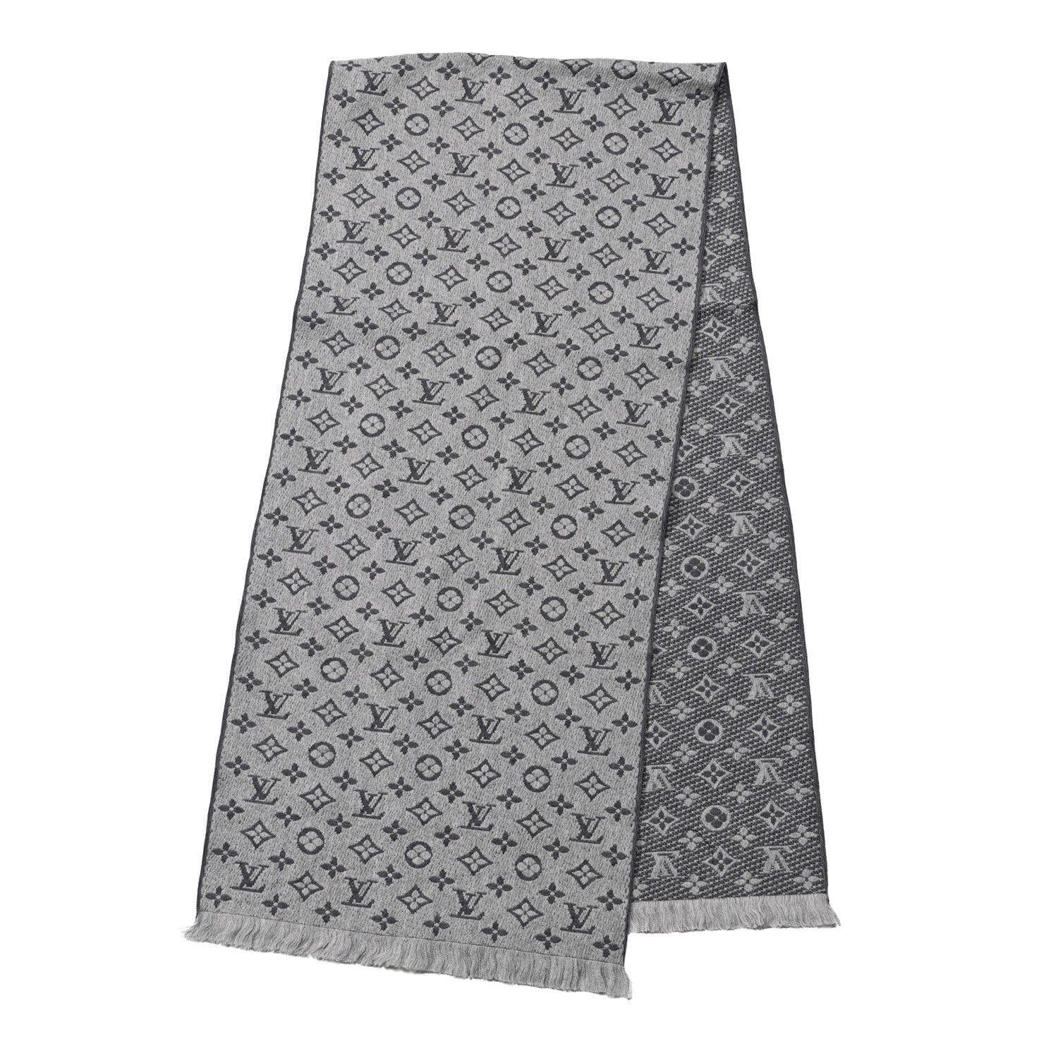 Louis Vuitton Wool Monogram Classic Scarf Grey 2 of 3