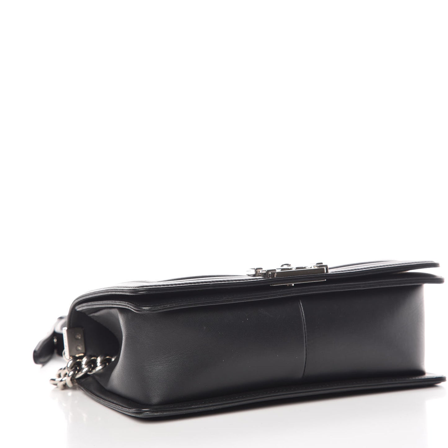 Calfskin Chevron Quilted Medium Boy Flap Black