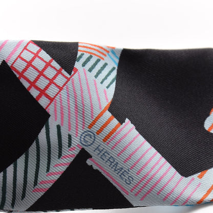 Hermes Silk Cavalcadour Morning Twilly Black Rouge Vert 5 of 5